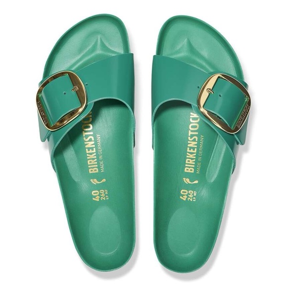 BIRKENSTOCK MADRID BIG BUCKLE SANDALS HIGH SHINE DIGITAL GREEN 41 EU 10 US - Picture 3 of 10